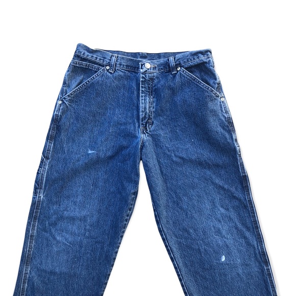 Vintage Wrangler Carpenter Jeans Utility Denim Cargo Workwear Blue 90s Y2K 🔨 - Picture 2 of 4